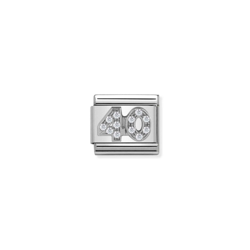 Element link do bransoletki Nomination cyfra 40 z cyrkoniami 330304 22 stal i srebro 925