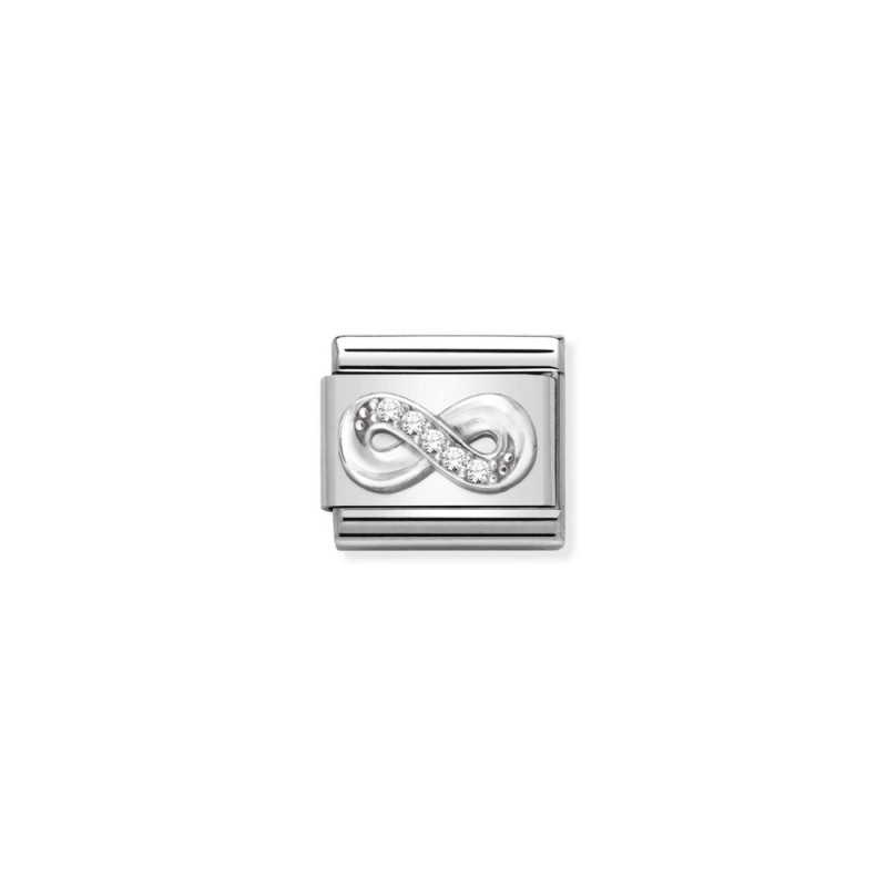 Element link do bransoletki Nimonation Infinity z cyrkoniami 330304 41 stal i srebro 925