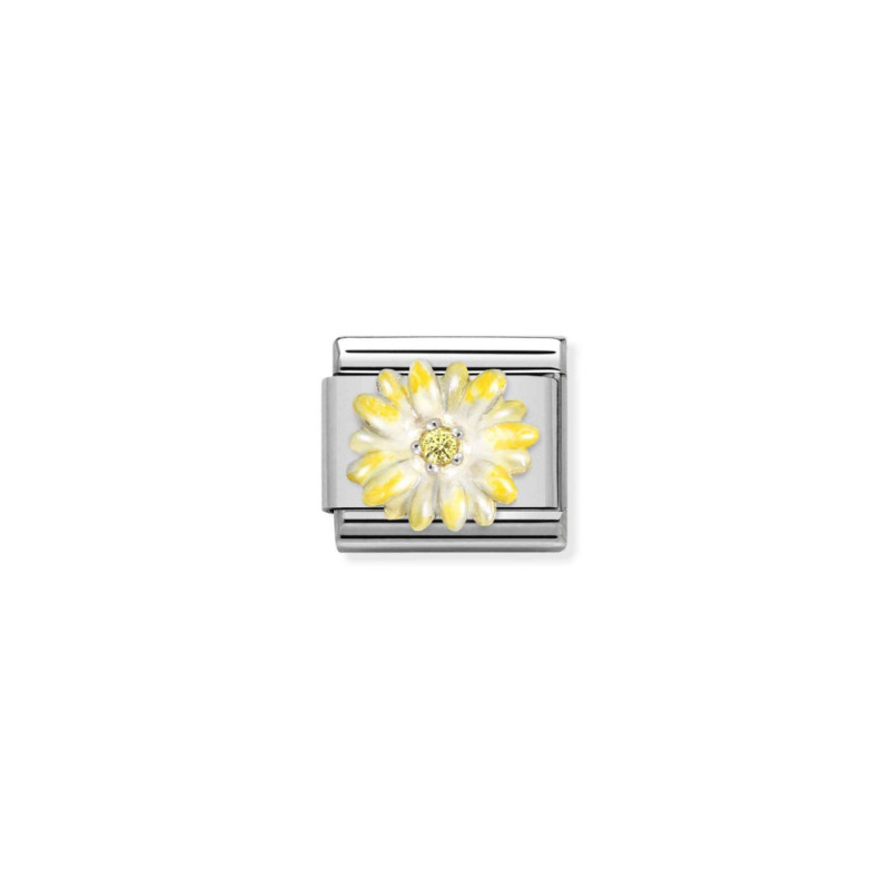 Element link do bransoletki Nomination Kwiat żółty 330321 04 stal i srebro 925