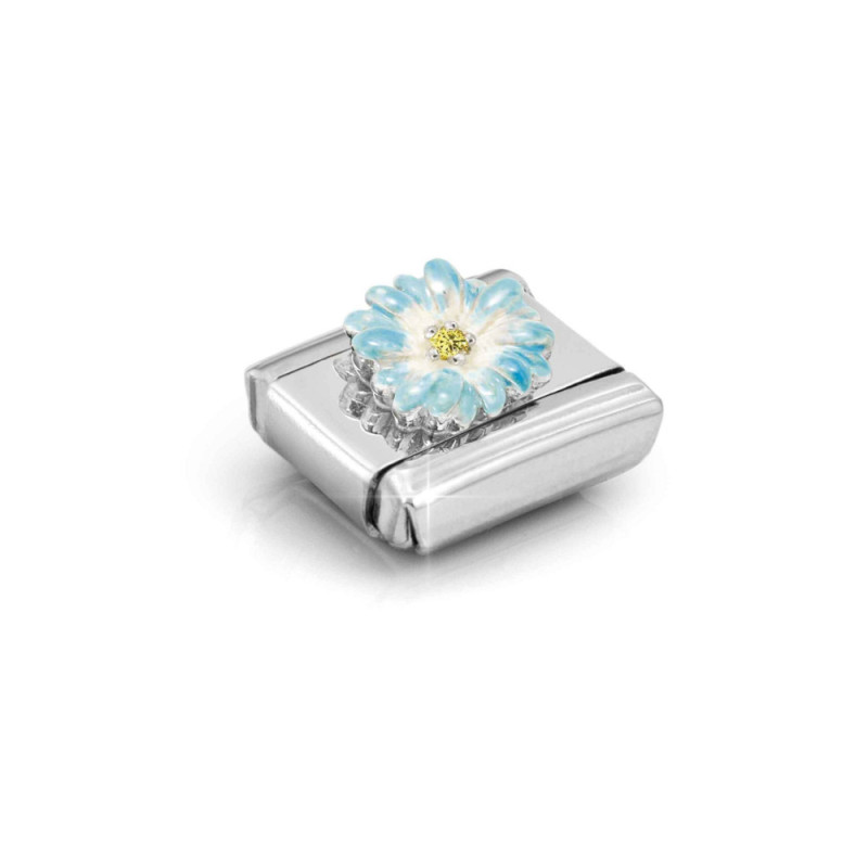 Element link do bransoletki Nomination Kwiat niebieski 330321 06 stal i srebro 925