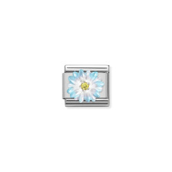 Element link do bransoletki Nomination Kwiat niebieski 330321 06 stal i srebro 925