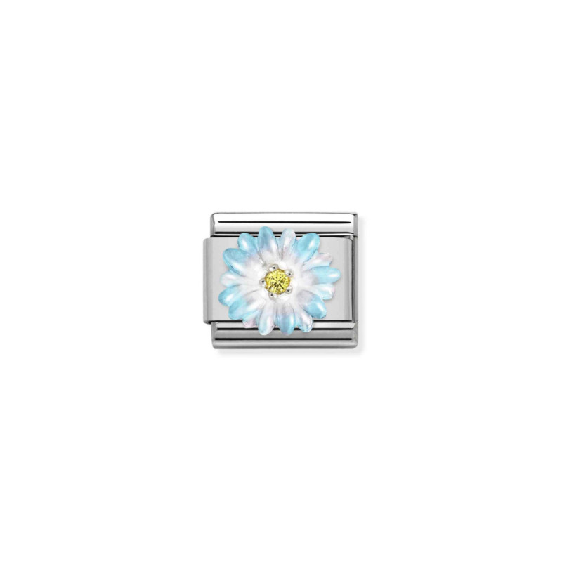 Element link do bransoletki Nomination Kwiat niebieski 330321 06 stal i srebro 925