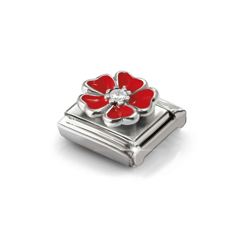 Element link do bransoletki Nomination kwoat emalia czerwona 330321 20 stal i srebro 925