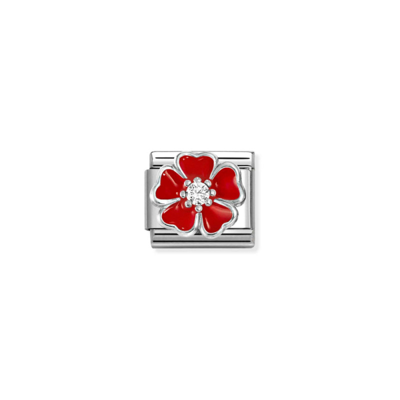 Element link do bransoletki Nomination kwoat emalia czerwona 330321 20 stal i srebro 925