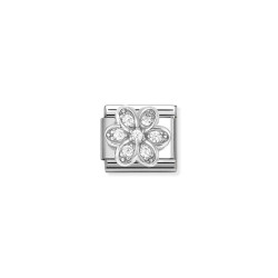 Element link do bransoletki Nomination Kwiat z cyrkoniami 330322 06 stal i srebro 925