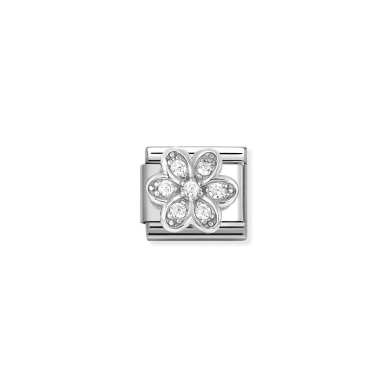 Element link do bransoletki Nomination Kwiat z cyrkoniami 330322 06 stal i srebro 925