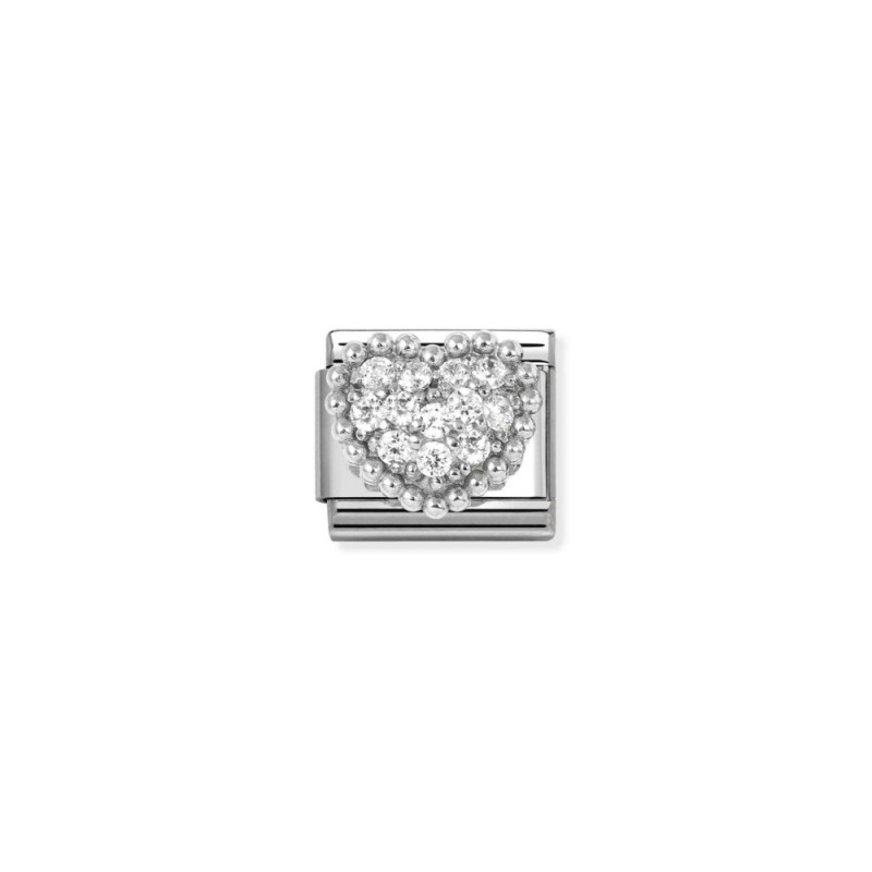 Element link do bransoletki Nomination Serce z cyrkoniami 330322 07 stal i srebro 925