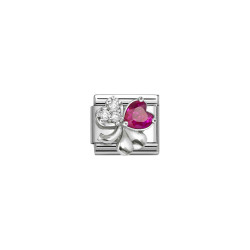 Element link do bransoletki Nomination koniczyna z cyrkoniami 330322 11 stal i srebro 925