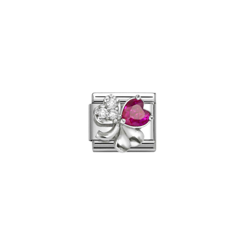 Element link do bransoletki Nomination koniczyna z cyrkoniami 330322 11 stal i srebro 925