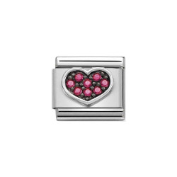Element link do bransoletki Nomination Fuksjowe serce 330323 06 stal i srebro 925