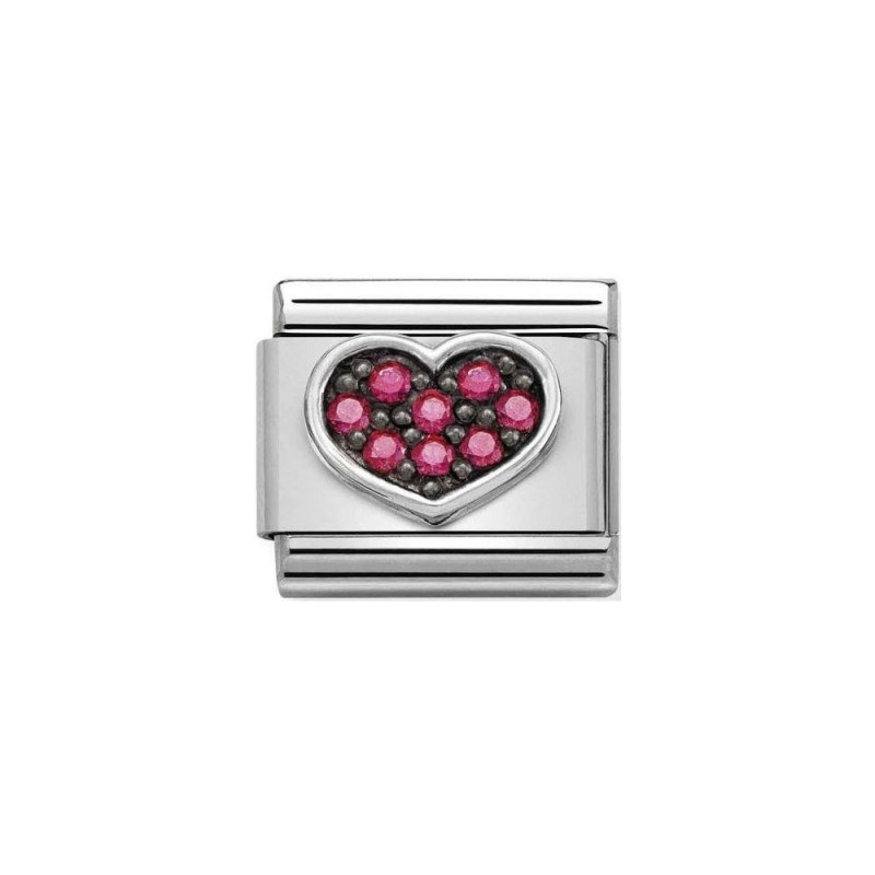 Element link do bransoletki Nomination Fuksjowe serce 330323 06 stal i srebro 925