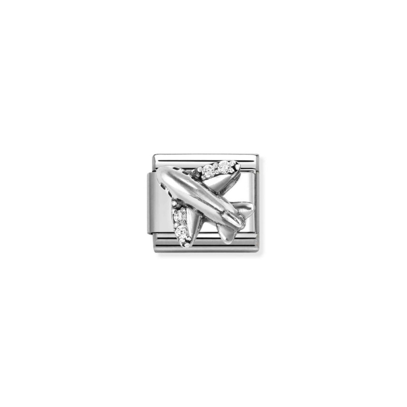 Element link do bransoletki Nomination Samolot cyrkonie 330327 19 stal i srebro 925