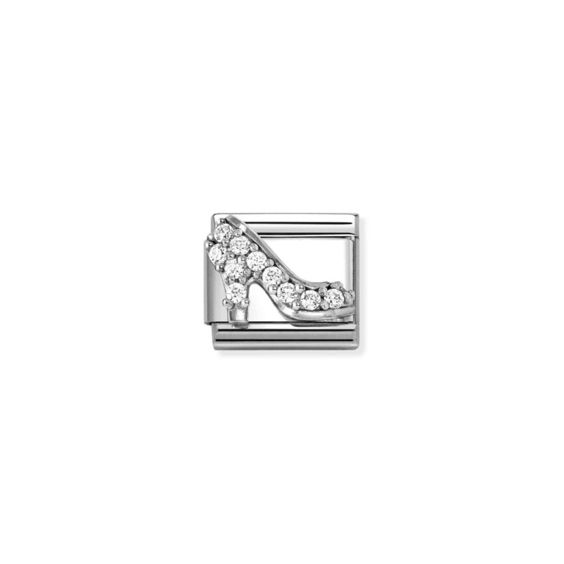 Element link do bransoletki Nomination Szpilka z cyrkoniami 330328 23 stal i srebro 925