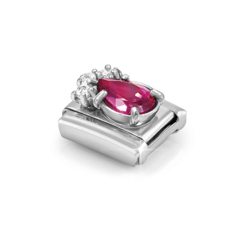 Element link do bransoletki Nomination Cyrkonia kropla czerwona 330329 02 stal i srebro 925