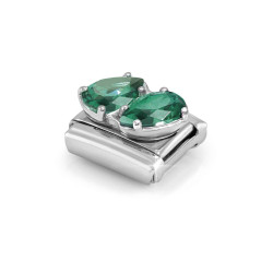 Element link do bransoletki Nomination Cyrkonia zielona 330329 12 stal i srebro 925