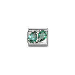 Element link do bransoletki Nomination Cyrkonia zielona 330329 12 stal i srebro 925