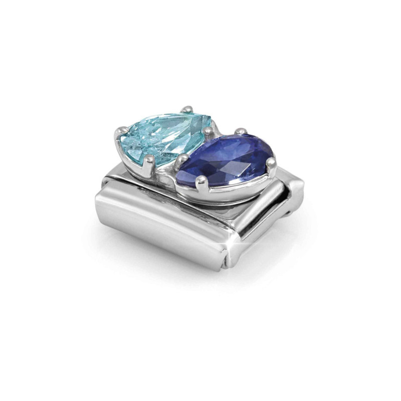 Element link do bransoletki Nomination Cyrkonie niebieskie 330329 18 stal i srebro 925