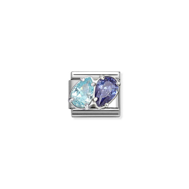 Element link do bransoletki Nomination Cyrkonie niebieskie 330329 18 stal i srebro 925