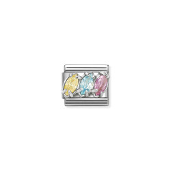 Element link do bransoletkin Nomination z cyrkoniami kolorowymi 330329 20 stal i srebro 925
