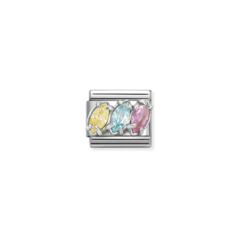 Element link do bransoletkin Nomination z cyrkoniami kolorowymi 330329 20 stal i srebro 925