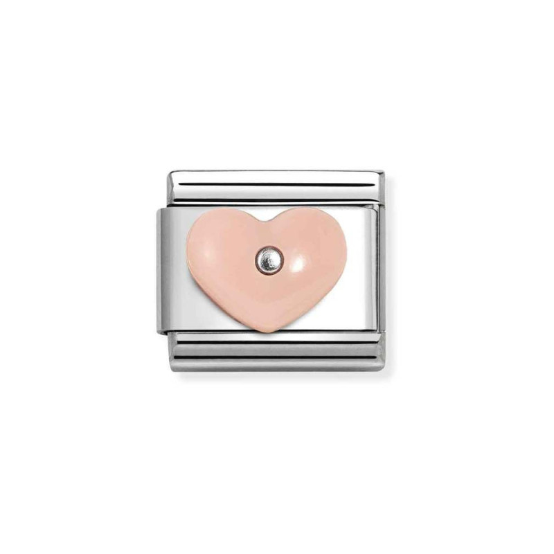 Element link do bransoletki Nomination Sercez z różowej żywicy 330509 18 stal i srebro 925