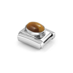 Element link do bransoletki Nomination z kamieniem tygrysie oko 330510 41 stal i srebro 925