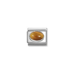 Element link do bransoletki Nomination z kamieniem tygrysie oko 330510 41 stal i srebro 925