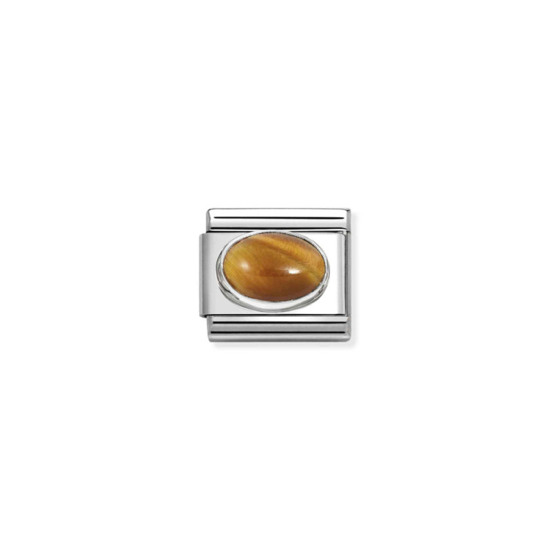 Element link do bransoletki Nomination z kamieniem tygrysie oko 330510 41 stal i srebro 925