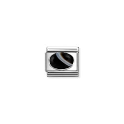 Element link do bransoletki Nomination z onyksem jubilerskim 330510 47 stal i srebro 925