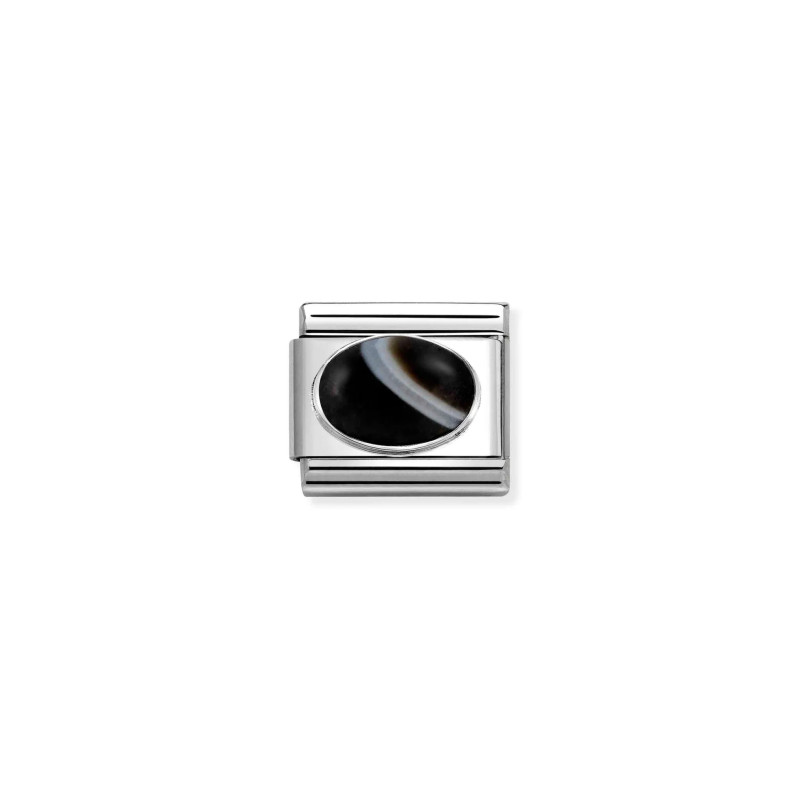 Element link do bransoletki Nomination z onyksem jubilerskim 330510 47 stal i srebro 925