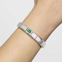 Element link do bransoletki Nomination z Malachitem 330510 48 stal i srebro 925