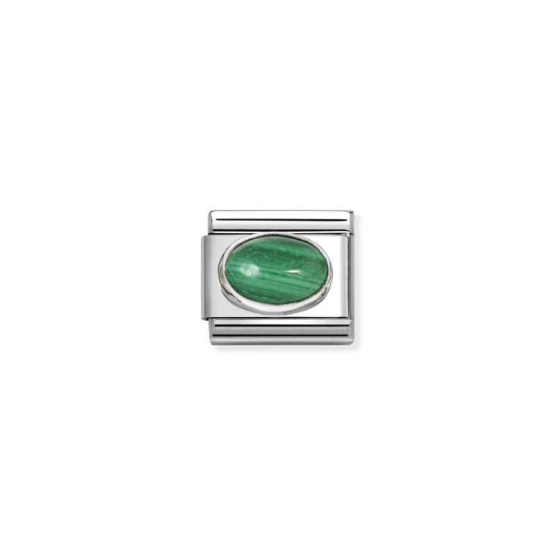 Element link do bransoletki Nomination z Malachitem 330510 48 stal i srebro 925