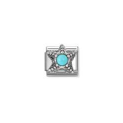 Element link do bransoletki Nomination Rozgwiazda turkus jubilerski 330511 06 stal i srebro 925
