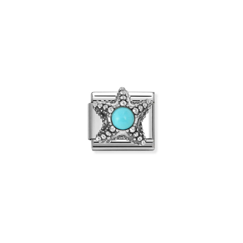 Element link do bransoletki Nomination Rozgwiazda turkus jubilerski 330511 06 stal i srebro 925