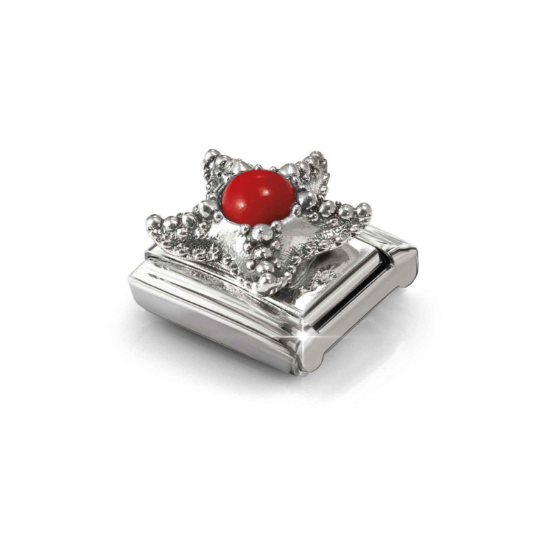Element link do bransoletki Nomination Rozgwiazda z koralem jubilerskim 330511 08 stal i srebro 925