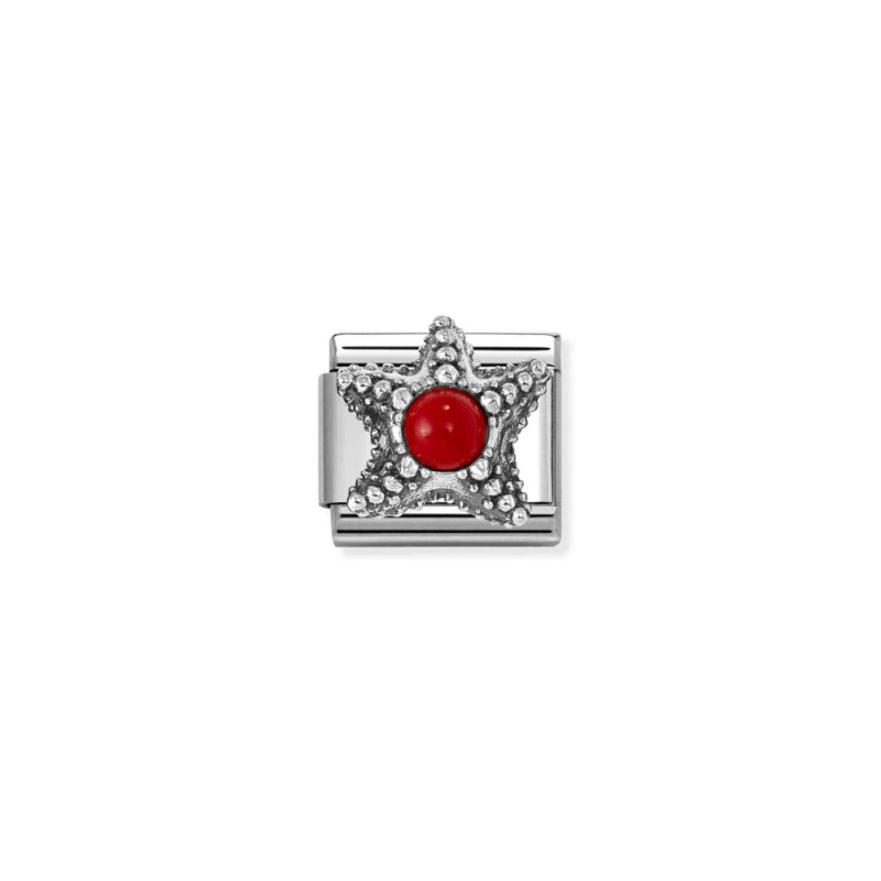 Element link do bransoletki Nomination Rozgwiazda z koralem jubilerskim 330511 08 stal i srebro 925