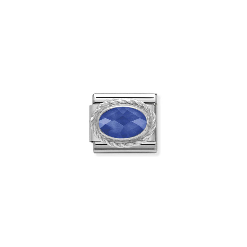 Element link do bransoletki Nomination Cyrkonia niebieska owal faseta 330604 007 stal i srebro 925