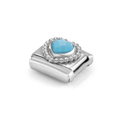 Element link do bransoletki Nomination serce w kolorze turkusowym 330605 039 stal i srebro 925