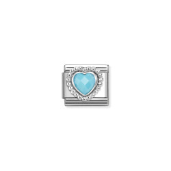 Element link do bransoletki Nomination serce w kolorze turkusowym 330605 039 stal i srebro 925