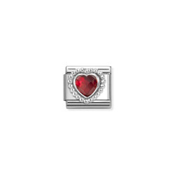 Element link do bransoletki Nomination Czerwone serce fasetowane 330606 005 stal i srebro 925