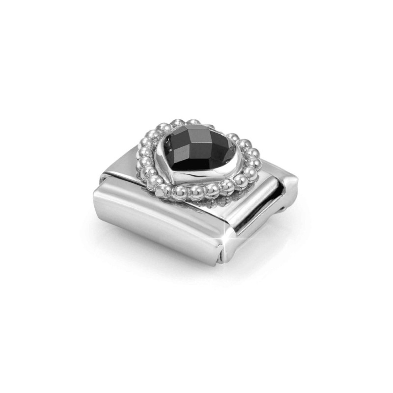 Element link do bransoletki Nomination Serce cyrkonia czarna fasetowana 330606 011 stal i srebro 925