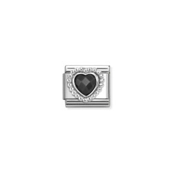 Element link do bransoletki Nomination Serce cyrkonia czarna fasetowana 330606 011 stal i srebro 925