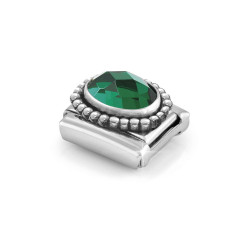 Element link do bransoletki Nomination Cyrkonia zielona owal 330607 027 stal i srebro 925