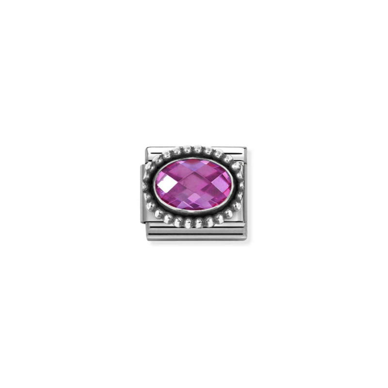 Element link do bransoletki Nomination Fuhsiowa cyrkonia 330607 030 stal i srebro 925