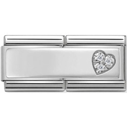 Element link do bransoletki Nomination Płytka serduszko z cyrkoniami 330731 09 stal i srebro 925