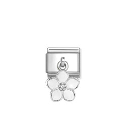 Element link do bransoletki Nomination CHARMS Kwiat emalia biała 331805 22 stal i srebro 925