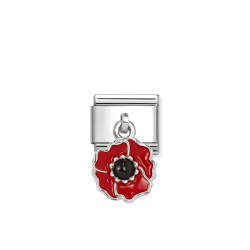 Element link do bransoletki Nomination CHARMS Kwiat emalia czerwona 331805 24 stal i srebro 925