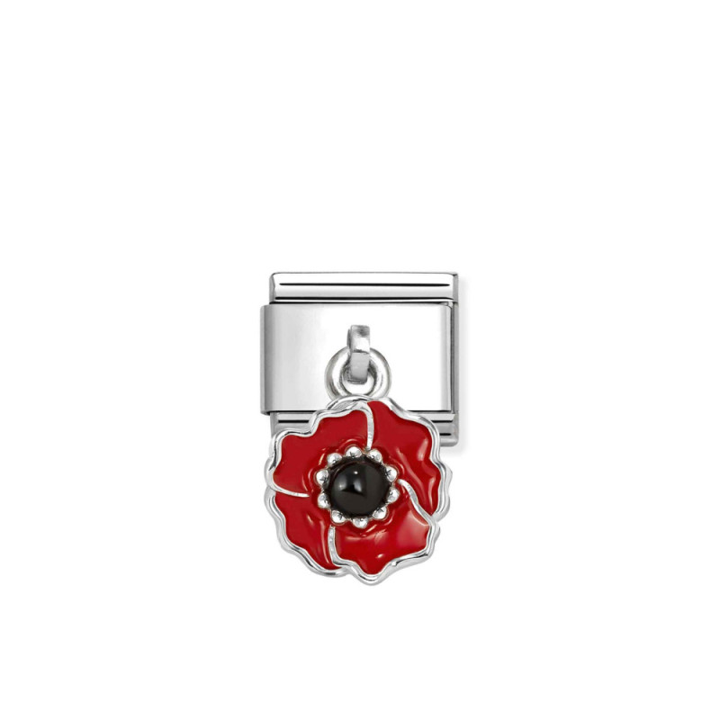 Element link do bransoletki Nomination CHARMS Kwiat emalia czerwona 331805 24 stal i srebro 925