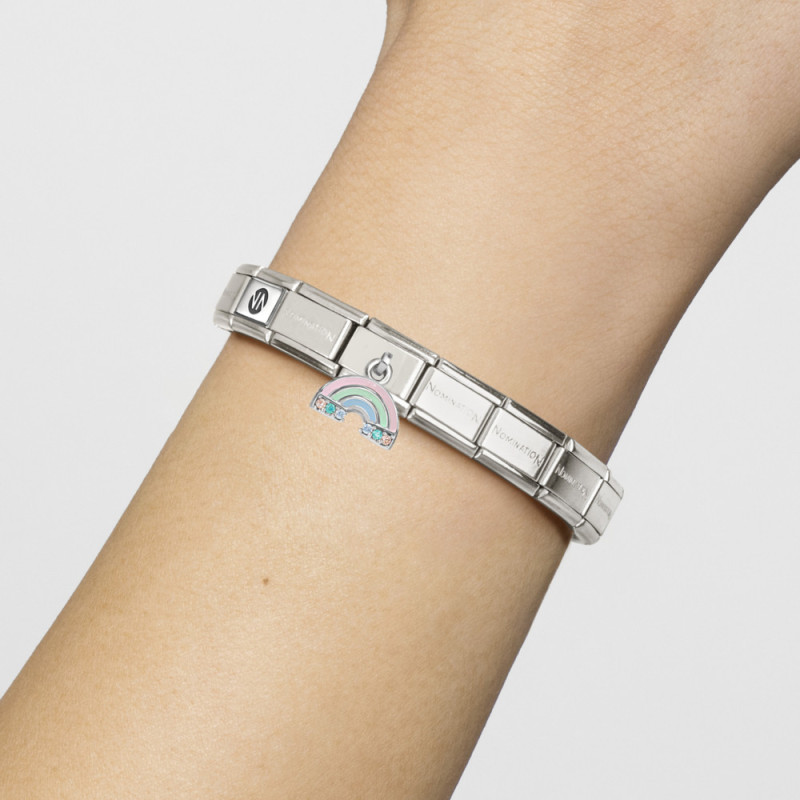 Element link do bransoletki Nomination CHARMS Tęcza emalia 331815 17 stal i srebro 925