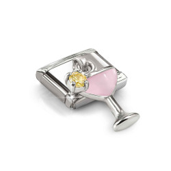 Element link do bransoletki Nomination Charms Koktajl z cyrkonią i emalią 331815 18 stal i srebro 925